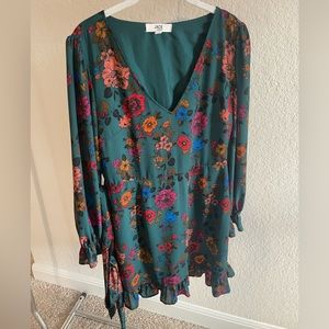 Dark Green Floral Dress